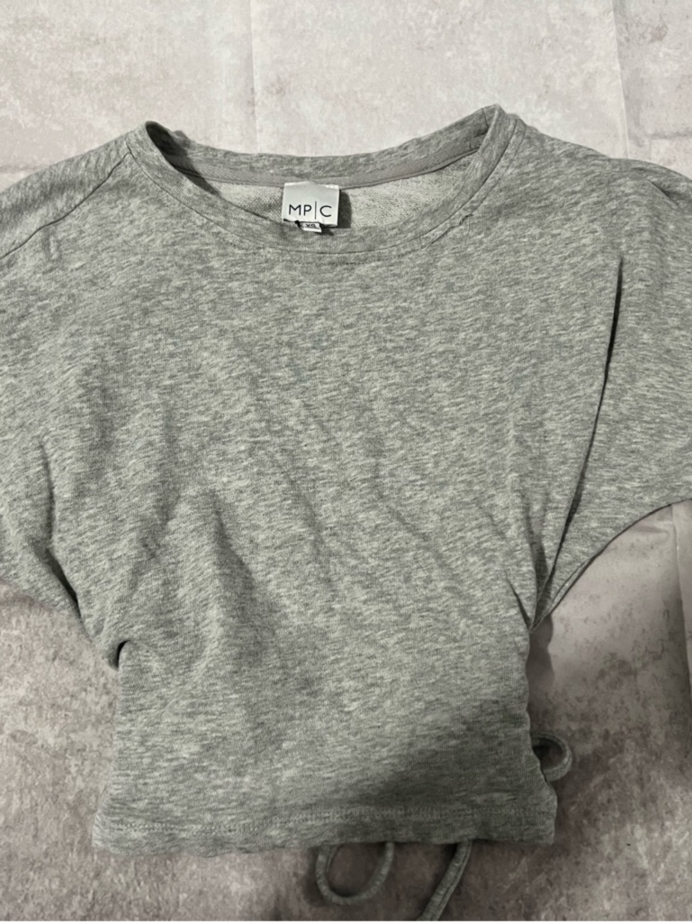 Grey crop top with twist tie back